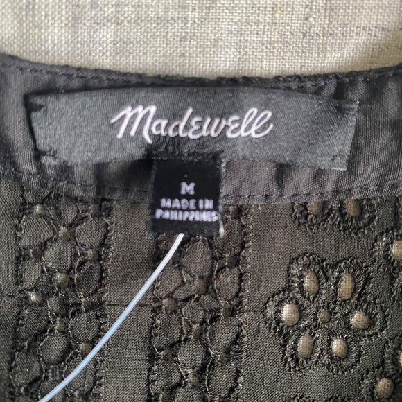 NWT Madewell black eyelet lace pop over peasant top Size M - Picture 14 of 15